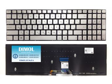 Оригинальная клавиатура для ноутбука Asus N501, N501J, N501JW, N501V, N501VW series, ru, silver, под подсветку