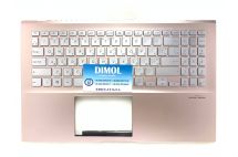 Оригинальная клавиатура для ноутбука Asus Vivobook 15 X531, X531F, X531FA, S5500, S5500F, S532F series, silver, ukr, передняя панель розовое золото, подсветка