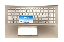 Оригинальная клавиатура для Asus Vivobook S15 S532, X532 series, ru, silver, подсветка, золотая передняя панель