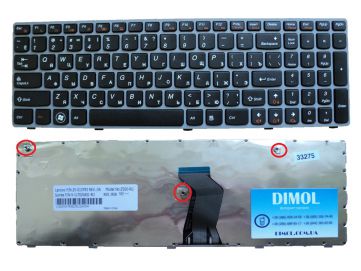 Клавиатура для Lenovo IdeaPad B570, B575, G570, G575, G770, V570, V580, Z560, Z565, Z570, Z575, Y570 black (gray frame) Original RU