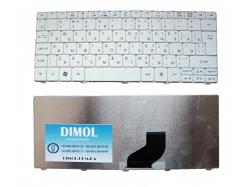 Клавиатура для ноутбука ACER One 521, 522, 532, 533, D255, D257, D260, D270, Happy eMachines 350, 355, rus, white (Big Enter)
