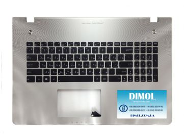 Оригинальная клавиатура для Asus N76, N76vz, N76VB, N76VJ, N76Vm (с передней панелью, с подсветкой, silver), ru