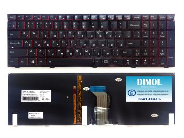 Оригинальная клавиатура для ноутбука Lenovo Ideapad Y500, Y500N, Y500NT, Y500S, Y510P, Y590, Y590N ru, black, подсветка