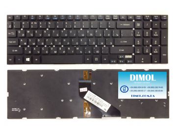 Оригинальная клавиатура для ноутбука Acer Aspire 5755G series, ru, black, подсветка