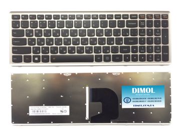 Оригинальная клавиатура для Lenovo IdeaPad Z500, Z500A, Z500G, Z500T, black, (gray frame), ru, backlit