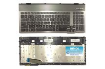 Оригинальная клавиатура для ноутбука Asus G55, G55VW серая рамка, подсветка, ru