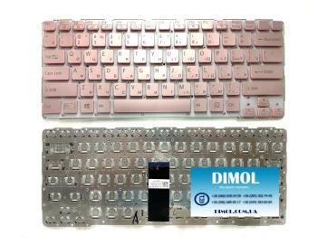 Оригинальная клавиатура для ноутбука Sony Vaio SVE14A series, ru, pink (под подсветку)