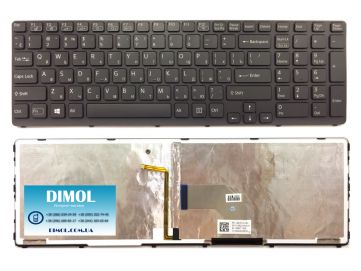 Оригинальная клавиатура для ноутбука Sony E15, E17, SVE15, SVE17 series, rus, black, подсветка