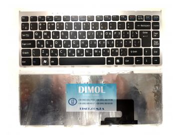Оригинальная клавиатура для ноутбука Sony Vaio VGN-FW series, black, ru, серебристая рамка