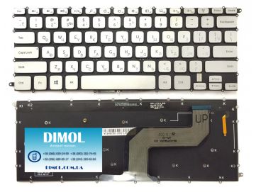 Оригинальная клавиатура для ноутбука Dell Inspiron 14-7000 series, rus, silver, подсветка