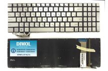 Оригинальная клавиатура для ноутбука Asus N551, N751 series, ru, silver, подсветка