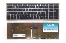 Оригинальная клавиатура для Lenovo IdeaPad U510, Z710 series, black, silver frame, ru, подсветка