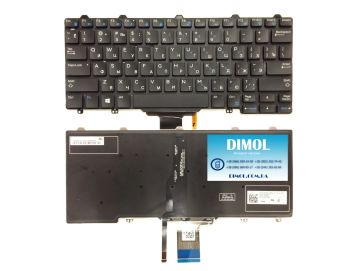 Оригинальная клавиатура для ноутбука Dell Latitude E7250, E7450 series, black, ru, подсветка
