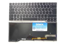 Оригинальная клавиатура для Fujitsu-Siemens LifeBook E743, E744, E733, E734, E736, E746, U745 series, ru, black, серая рамка, подсветка 