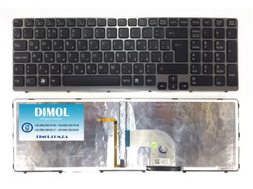 Оригинальная клавиатура для ноутбука Sony E15, E17, SVE15, SVE17 series, rus, black, подсветка
