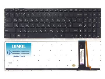 Оригинальная клавиатура для ноутбука Asus N56 series, rus, black, подсветка
