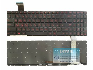 Оригинальная клавиатура для ноутбука Asus GL551, GL752, G771, GL742 series, ru, black, подсветка