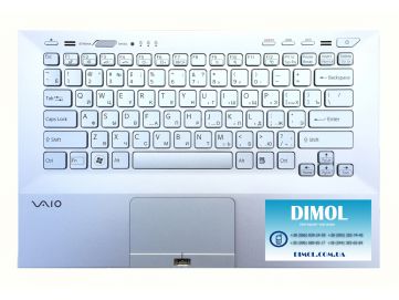 Оригинальная клавиатура для ноутбука Sony Vaio VPC-SB series, silver, ru, подсветка, передняя панель