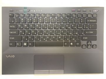 Оригинальная клавиатура для ноутбука Sony Vaio VPC-SB series, black, ru, подсветка, передняя панель (темно-синяя)