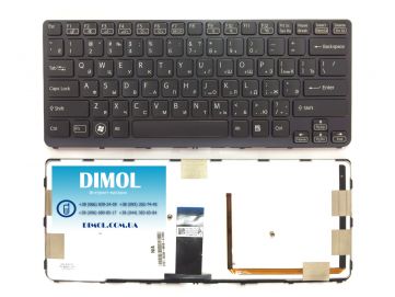 Оригинальная клавиатура для ноутбука Sony Vaio E14, SVE14 series, ru, black, подсветка