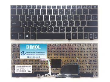 Оригинальная клавиатура для ноутбука HP EliteBook 2170p series, black, silver frame, ru