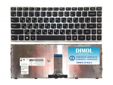 Оригинальная клавиатура для Lenovo G40, G40-30, G40-45, G40-70, G40-75 series, ru, черный, серебристая рамка