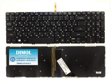 Оригинальная клавиатура для ноутбука Acer Aspire V5-552G, V5-552PG, V5-572G, V5-572P, V5-573, V5-573G, V5-573P, V7-581, V7-581P, V7-582, series, rus, black, подсветка
