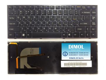 Оригинальная клавиатура для ноутбука Sony VPCS11 series, rus, black, подсветка