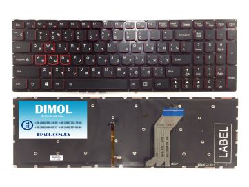 Оригинальная клавиатура для Lenovo IdeaPad Y700-15ISK, Y700-17ISK series, ru, black, подсветка
