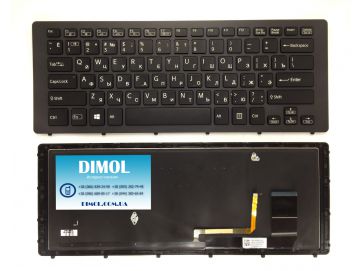 Оригинальная клавиатура для Sony Vaio Fit 15N, FIT15N, SVF15N series, black, ru, подсветка