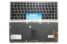 Оригинальная клавиатура для Lenovo IdeaPad Z400, Z400T, Z400A, P400 series, black, silver frame, ru, подсветка