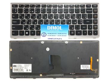 Оригинальная клавиатура для Lenovo IdeaPad Z400, Z400T, Z400A, P400 series, black, silver frame, ru, подсветка
