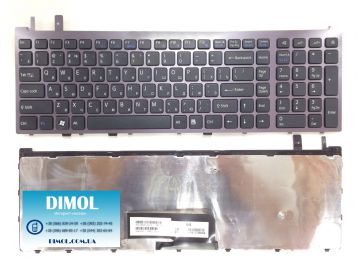 Оригинальная клавиатура для ноутбука Sony Vaio VGN-AW series, black, ru, серебристая рамка
