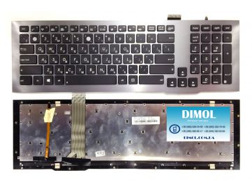 Оригинальная клавиатура для ноутбука Asus G75, G75Vw, G75Vx series, ru, серая рамка, подсветка