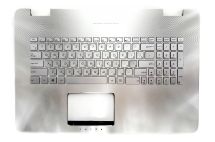 Оригинальная клавиатура для ноутбука Asus N551, N751 series, ru, silver, передняя панель, подсветка