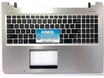Оригинальная клавиатура для Asus K56CA, K56CM, K56CB, S56CA, S56CM, R505CM series, black, ru, серебристая передняя панель
