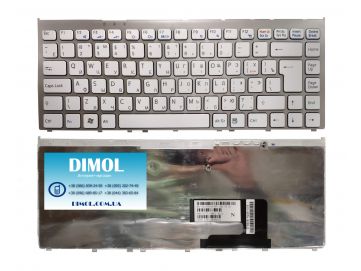 Оригинальная клавиатура для ноутбука Sony Vaio VGN-FW series, white, ru, серебристая рамка