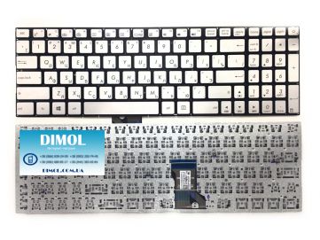Оригинальная клавиатура для ноутбука Asus N501, N501J, N501JW, N501V, N501VW series, ru, silver, под подсветку
