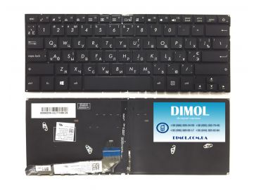 Оригинальная клавиатура для ноутбука Asus ZenBook UX305UAB series, ru, black, подсветка