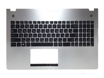 Оригинальная клавиатура для ноутбука Asus N56 series, black, ru, серебряная передняя панель, подсветка