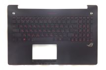 Оригинальная клавиатура для ноутбука Asus G550, N550, R552 series, передняя панель, rus, black, красная подсветка