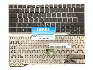 Оригинальная клавиатура для Fujitsu-Siemens LifeBook E743, E744, E733, E734, E736, E746, U745 series, ru, black, серая рамка, трекпоинт