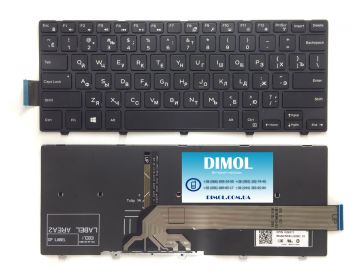 Оригинальная клавиатура для ноутбука Dell Inspiron 14-3000, Vostro 14-5000 series, rus, black, подсветка