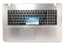 Оригинальная клавиатура для ноутбука Asus X751, A751, X751LD, X751LN, X751MJ, K751LX series, ru, black, серебристая передняя панель