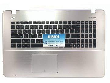 Оригинальная клавиатура для ноутбука Asus X751, A751, X751LD, X751LN, X751MJ, K751LX series, ru, black, серебристая передняя панель