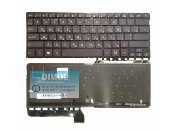 Оригинальная клавиатура для ноутбука Asus ZenBook UX410, UX430, UX430U, UX430UA, UX430UA-DH74, UX430UQ, UX430UN, UX430UA-DH74, RX410 series, black, ru, подсветка (Ver.1)