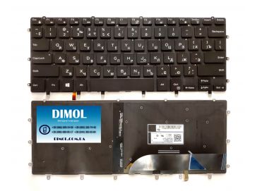 Оригинальная клавиатура для ноутбука Dell XPS 15 9550, 9560, 9570, Inspiron 15-7558, 15-7568 series, ru, black, подсветка 