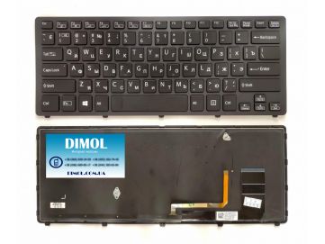 Оригинальная клавиатура для ноутбука Sony Vaio Fit SVF14N series, black, ru, подсветка