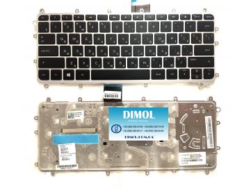 Оригинальная клавиатура для ноутбука HP Pavilion x360 11-N series, black, ru, серебристая рамка