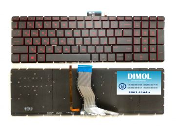 Оригинальная клавиатура для ноутбука HP Omen 15-ax, Pavilion 15-ab series, black, ru, красная подсветка